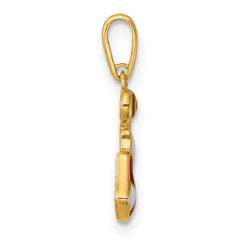 14k Madi K Polished Red and White Epoxy Christmas Stocking with Candy Childrens Charm / Pendant