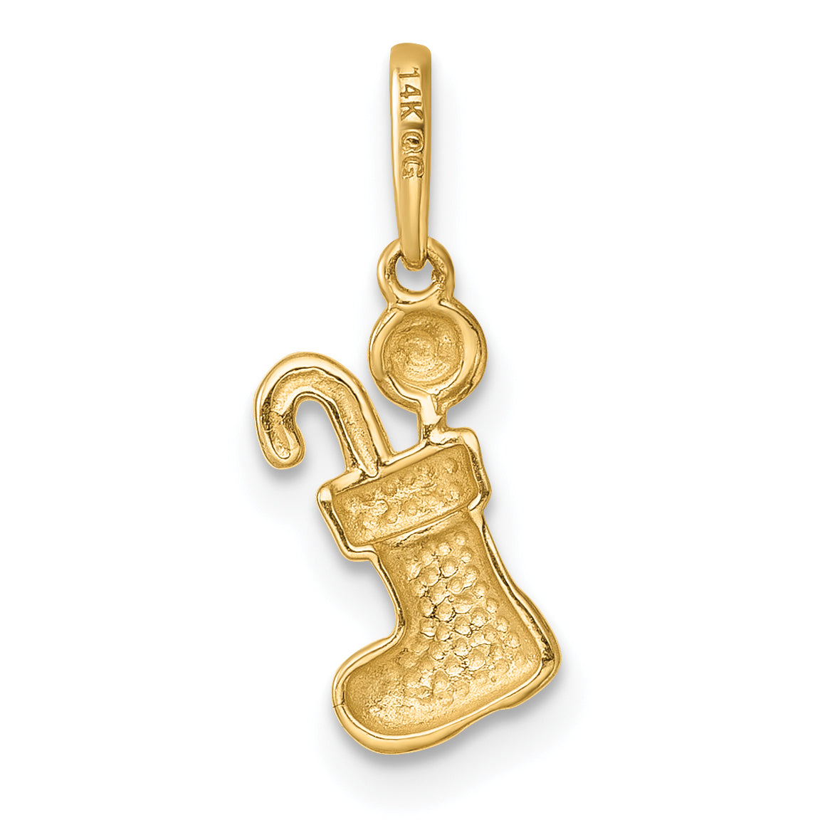 14k Madi K Polished Christmas Stocking with Candy Childrens Charm / Pendant