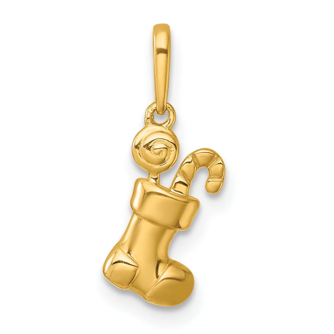 14k Madi K Polished Christmas Stocking with Candy Childrens Charm / Pendant Main image