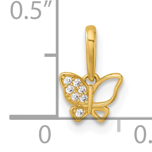 14k Madi K Polished CZ Open Butterfly Childrens Charm / Pendant