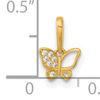 14k Madi K Polished CZ Open Butterfly Childrens Charm / Pendant
