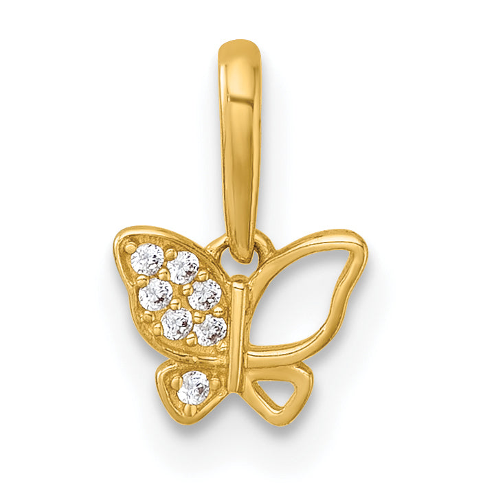 14k Madi K Polished CZ Open Butterfly Childrens Charm / Pendant