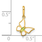 14k Madi K Polished White Enamel and Green CZ Butterfly Childrens Charm / Pendant