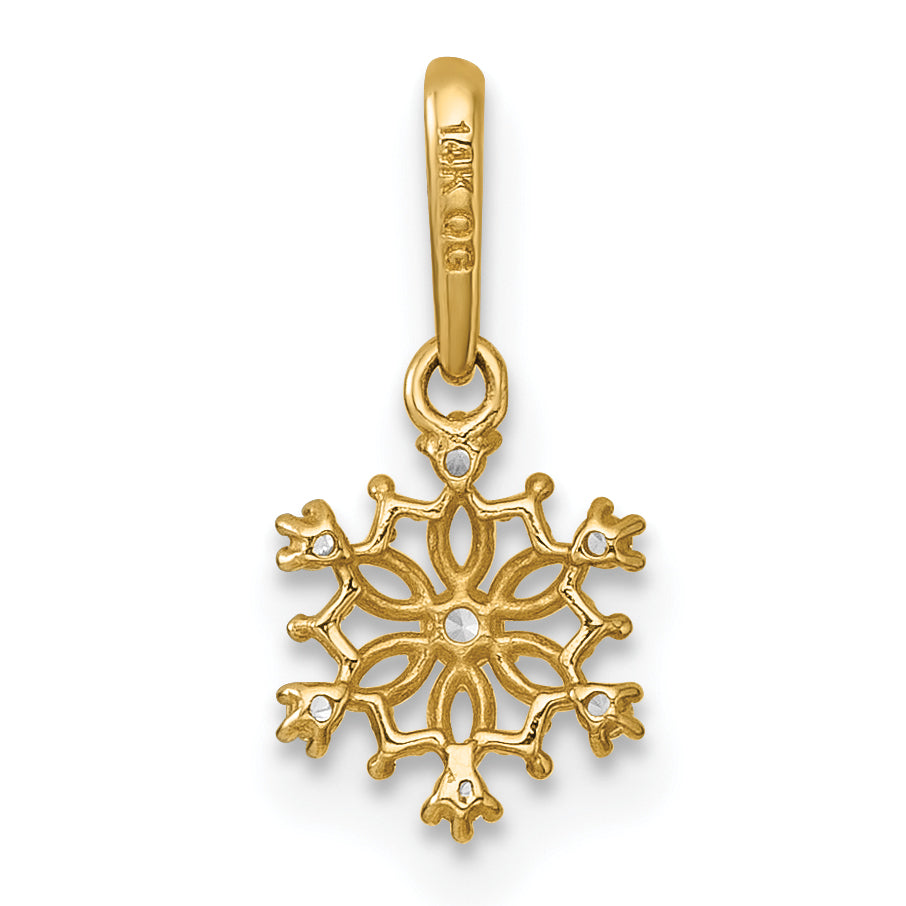 14k Madi K Polished CZ Snowflake Childrens Charm / Pendant