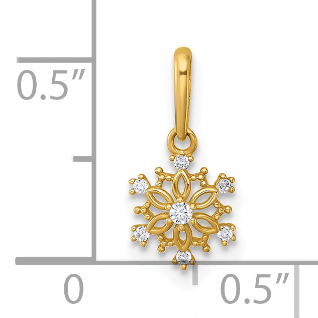 14k Madi K Polished CZ Snowflake Childrens Charm / Pendant