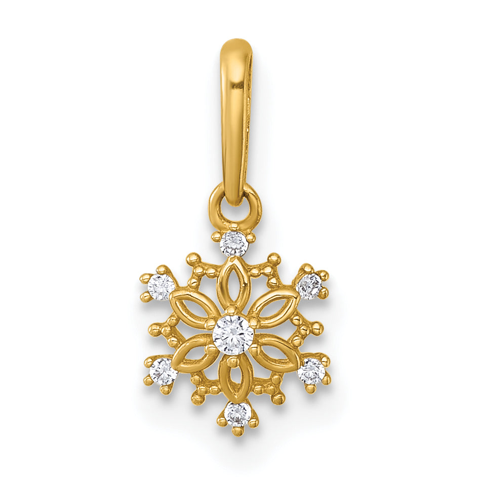 14k Madi K Polished CZ Snowflake Childrens Charm / Pendant