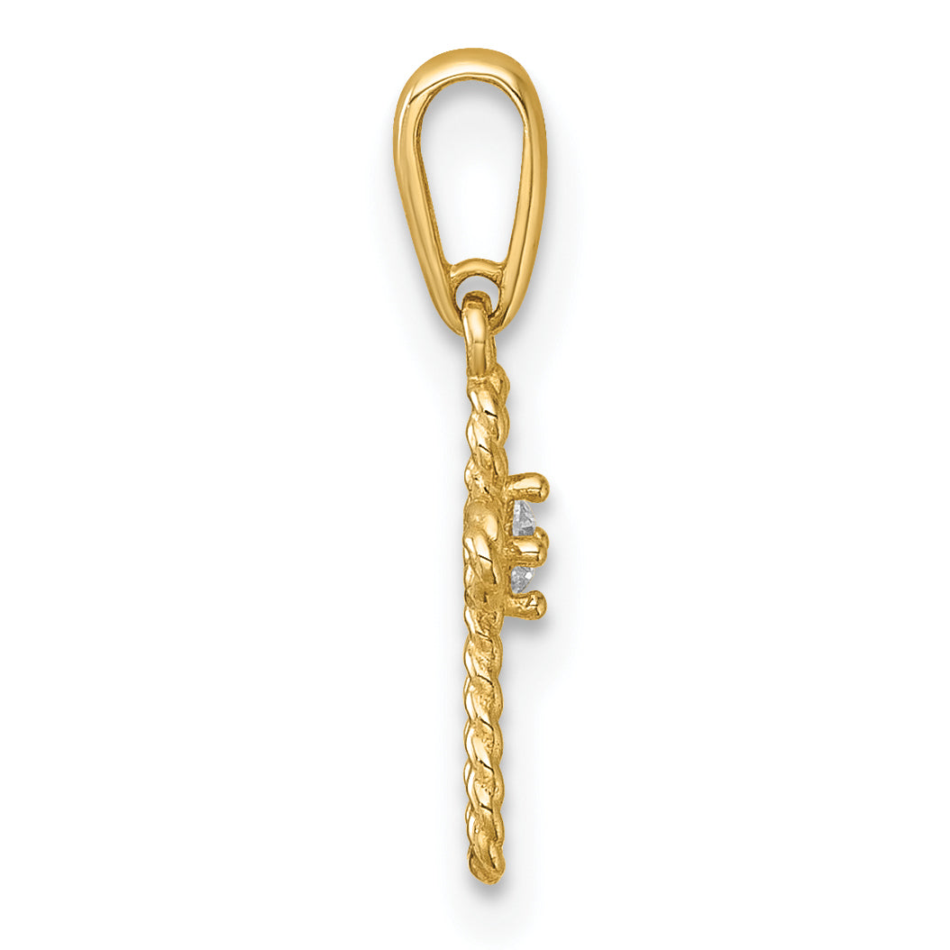 14k Madi K Polished and Twisted Fancy CZ Cross Childrens Charm / Pendant Secondary image