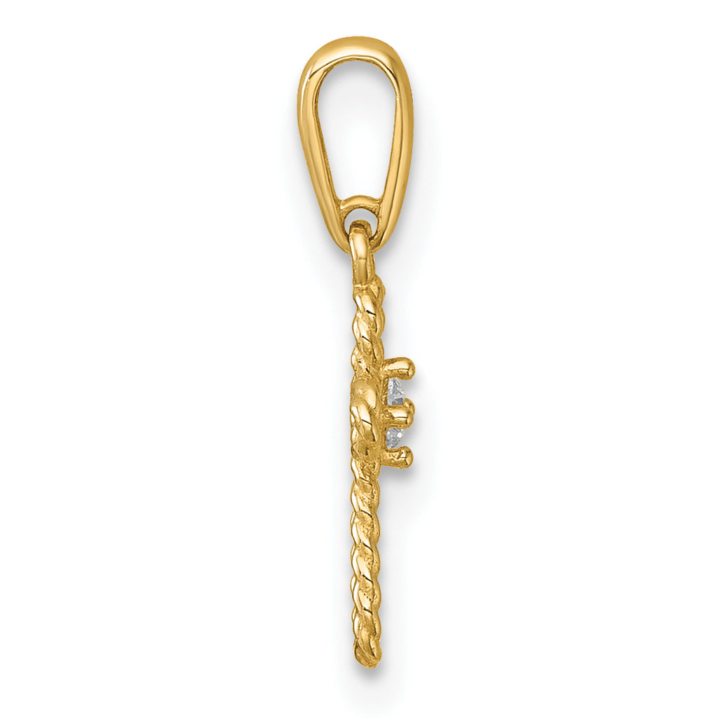 14k Madi K Polished and Twisted Fancy CZ Cross Childrens Charm / Pendant