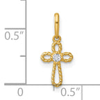 14k Madi K Polished and Twisted Fancy CZ Cross Childrens Charm / Pendant