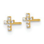 14k Madi K Polished Tiny CZ Cross Childrens Post Earrings