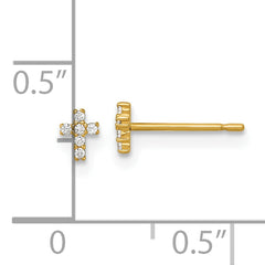 14k Madi K Polished Tiny CZ Cross Childrens Post Earrings