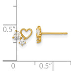 14k Madi K Polished CZ Hearts Childrens Post Earrings