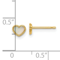 14K Polished Mother of Pearl Heart Post Earrings