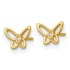 14k Madi K Polished CZ Open Butterfly Childrens Post Earrings