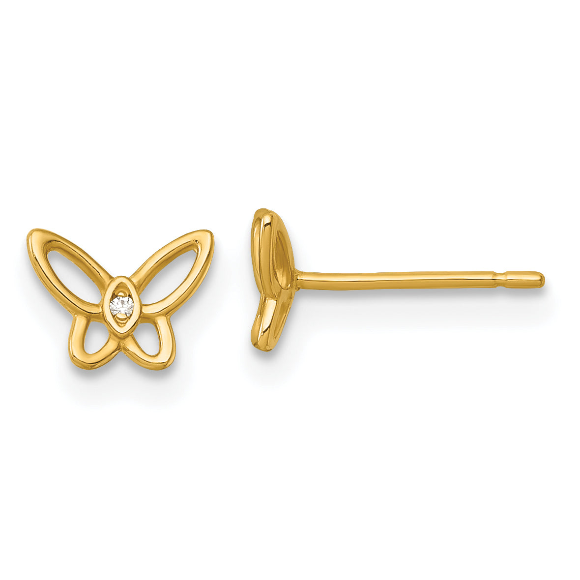 14k Madi K Polished CZ Open Butterfly Childrens Post Earrings Main image