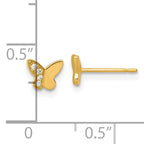 14k Madi K Polished CZ Butterfly Childrens Post Earrings