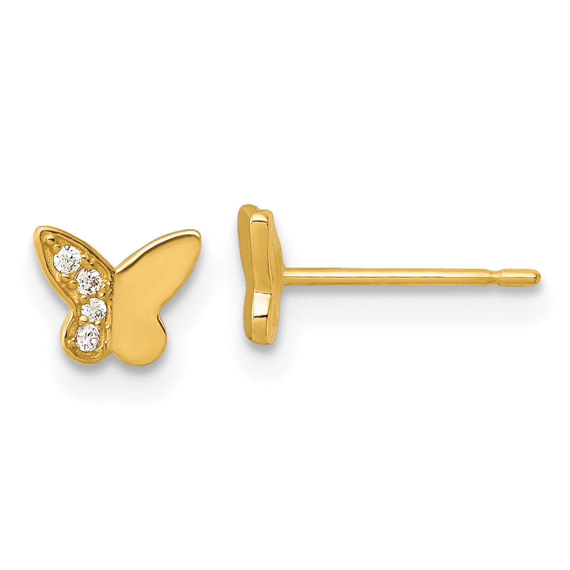 14k Madi K Polished CZ Butterfly Childrens Post Earrings Main image