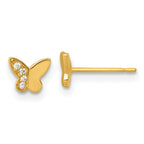 14k Madi K Polished CZ Butterfly Childrens Post Earrings