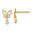 14k Madi K Polished Open Butterfly with CZ Dangle Childrens Post Earrings