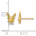14k Madi K Polished CZ Reindeer Childrens Post Earrings