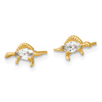 14k Madi K Polished and Grooved CZ Stegosaurus Childrens Post Earrings
