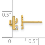 14k Madi K Polished CZ Cactus Childrens Post Earrings