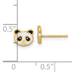 14k Madi K Polished Black and White Enameled Panda Childrens Post Earrings