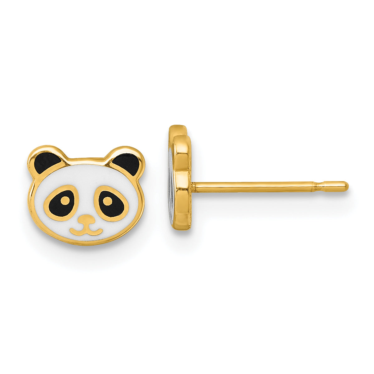 14k Madi K Polished Black and White Enameled Panda Childrens Post Earrings Main image