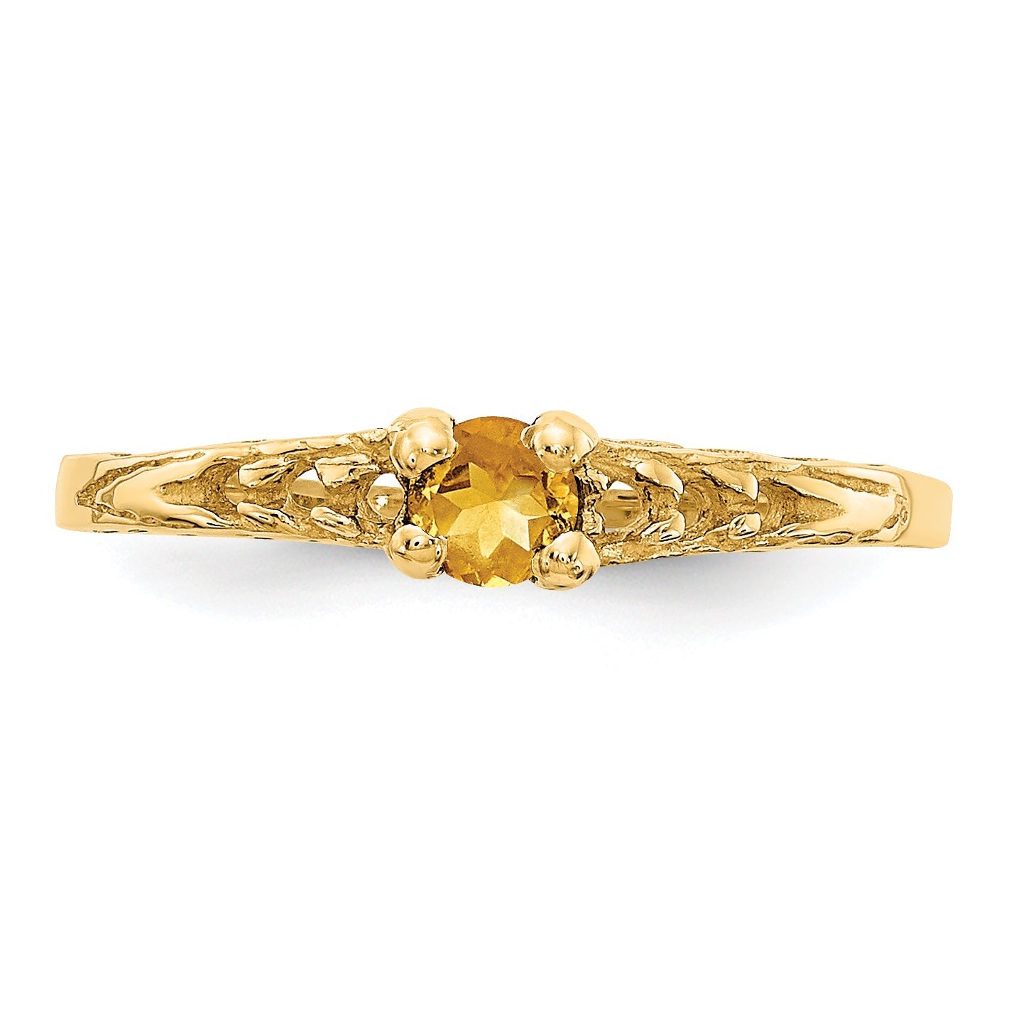 Luxury 14K Madi K 3mm Citrine Birthstone Baby Ring