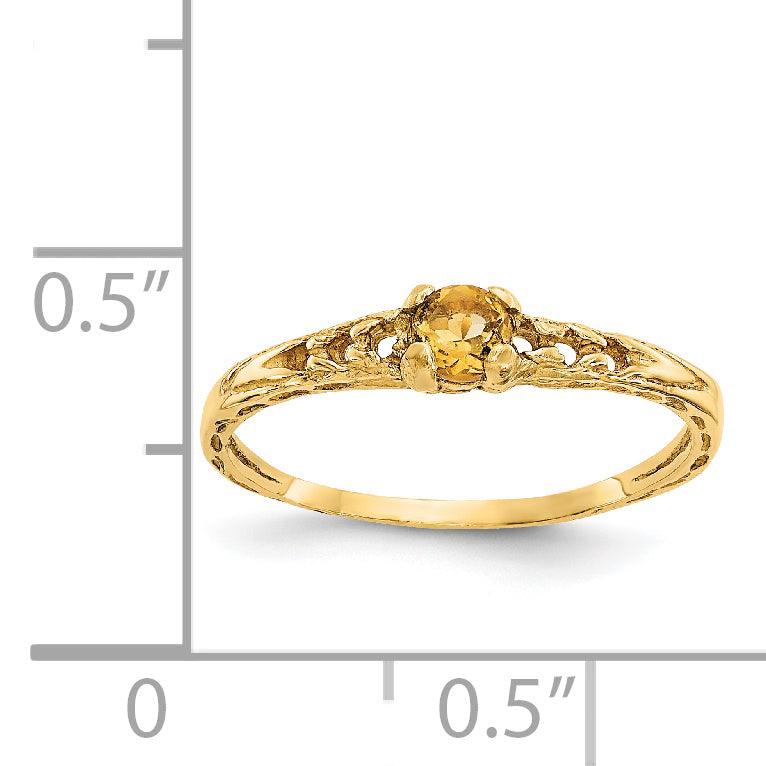 Luxury 14K Madi K 3mm Citrine Birthstone Baby Ring