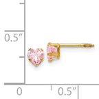 14k Madi K 4mm Pink CZ Heart Earrings