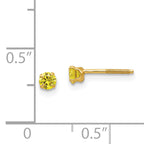 14k Madi K 3mm Imitation Citrine Birthstone Earrings (Nov)