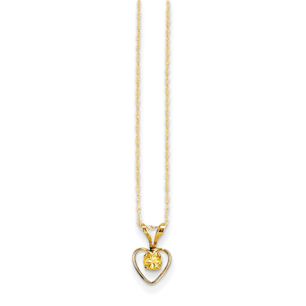 14K Yellow Gold Madi K 3mm Citrine Heart Birthstone Necklace Main image