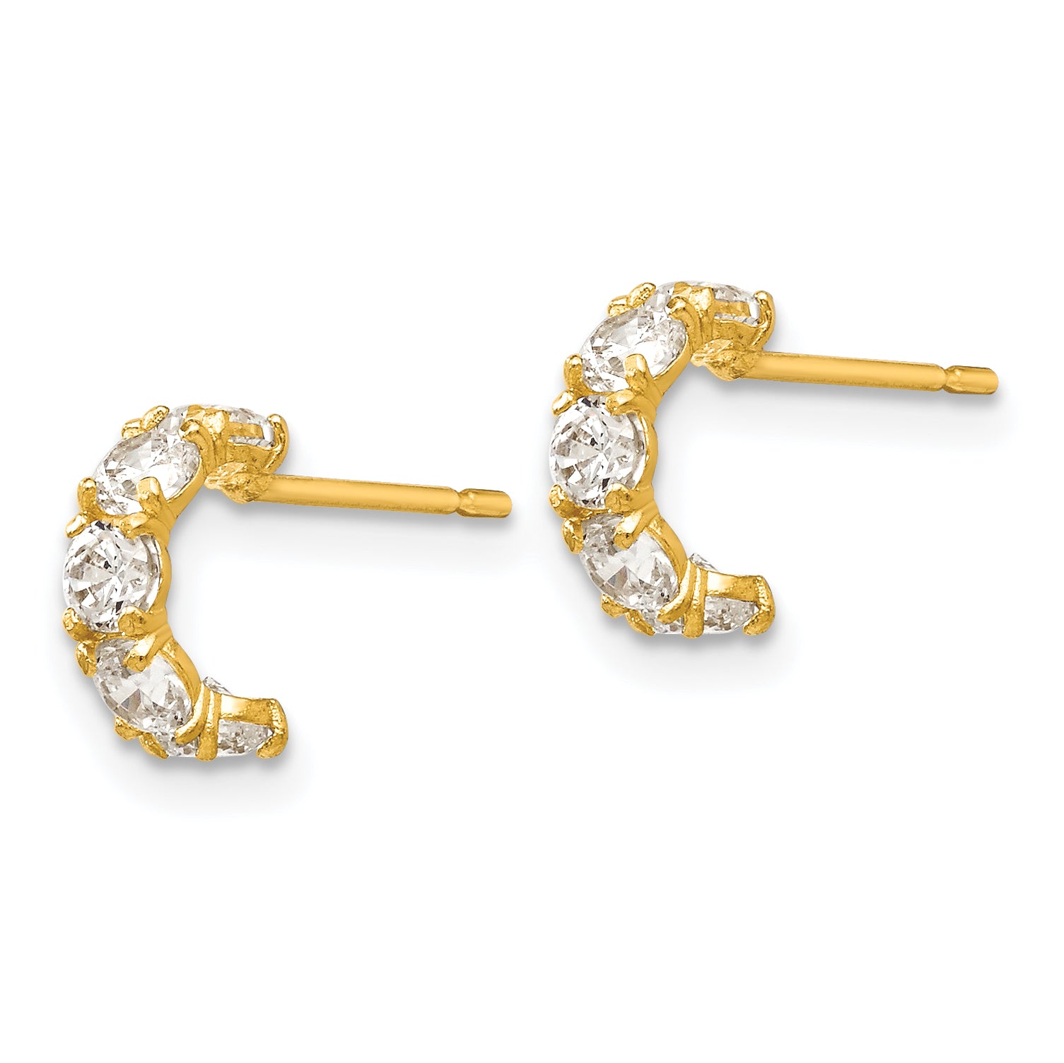 14k Madi K CZ Children's Five Stone Hoop Post Earrings Secondary image