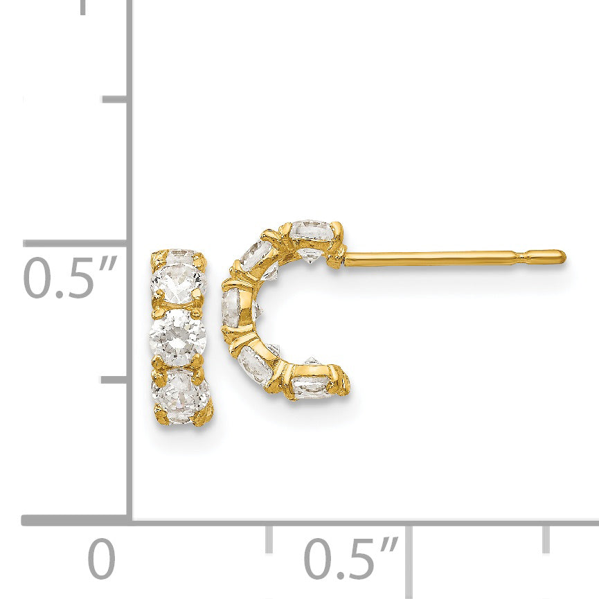 14k Madi K CZ Children's Five Stone Hoop Post Earrings