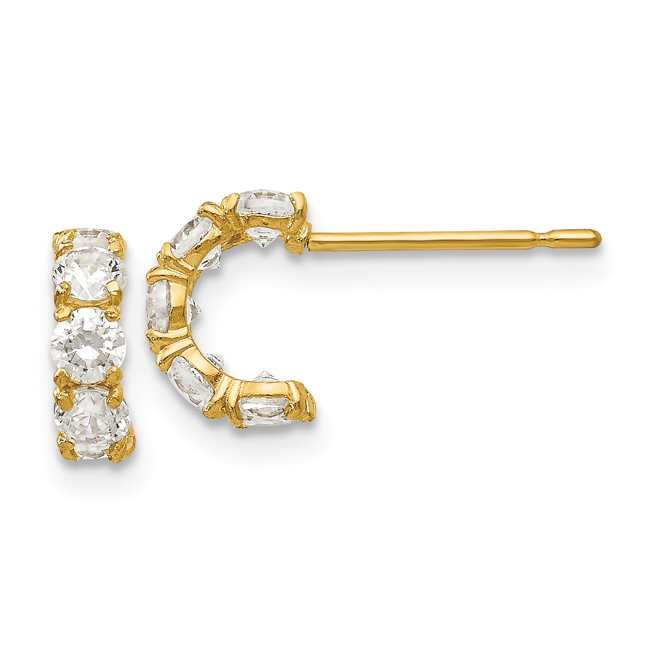 14k Madi K CZ Children's Five Stone Hoop Post Earrings Main image