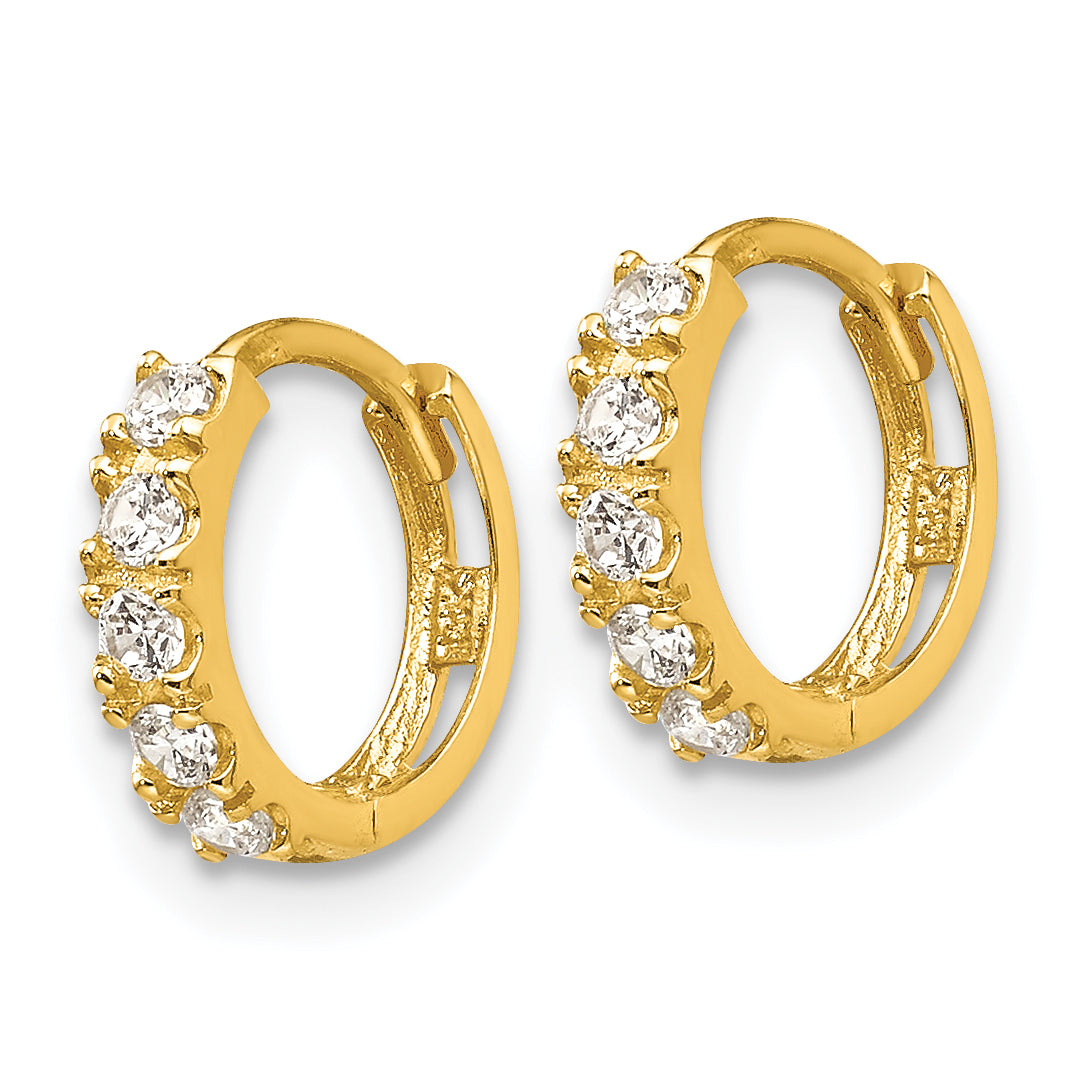 14k Madi K CZ Children's Hinged Hoop Earrings Secondary image