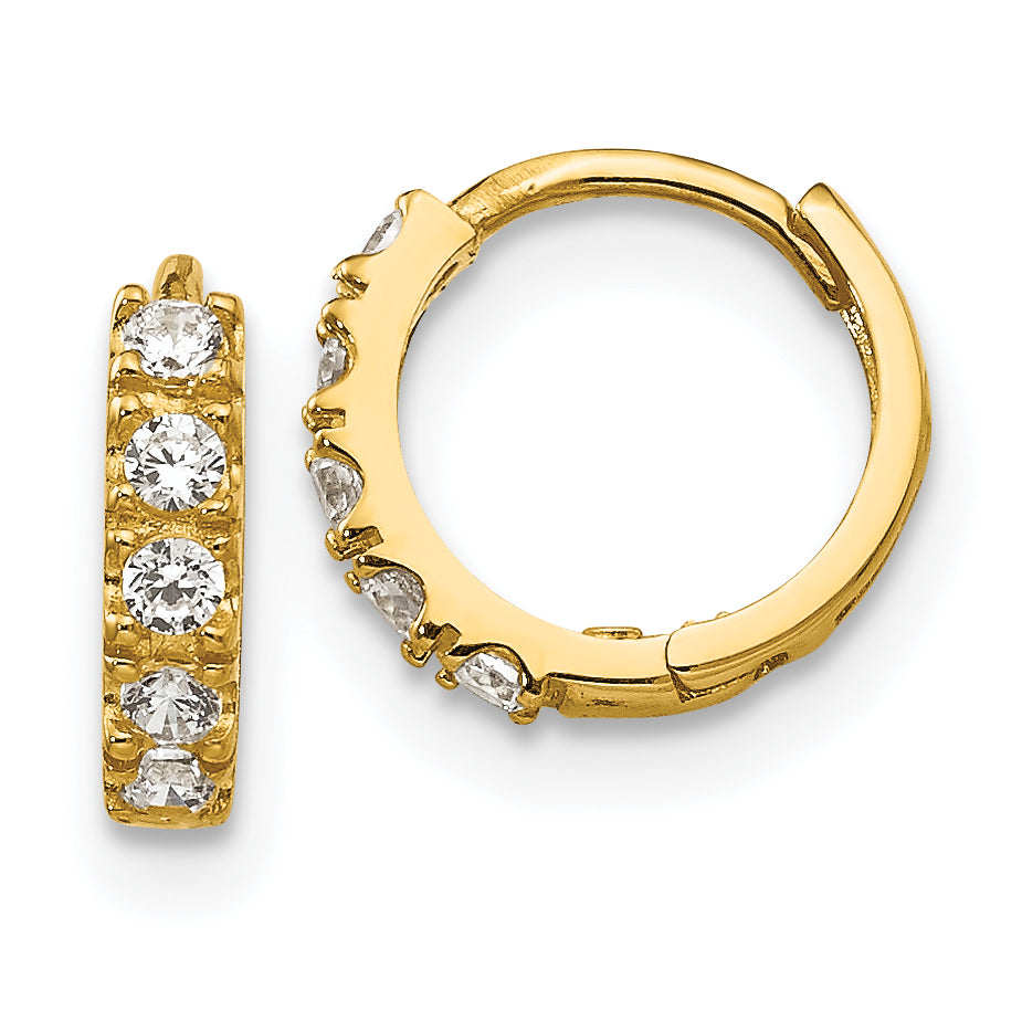 14k Madi K CZ Children's Hinged Hoop Earrings Main image