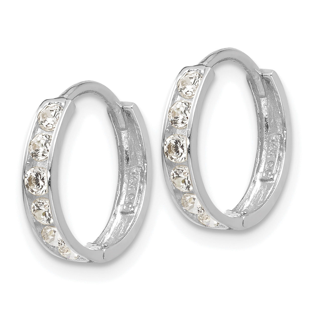 14k White Gold Madi K CZ Children's Hinged Hoop Earrings Secondary image