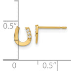 14k Madi K CZ Children's Horseshoe Post Earrings