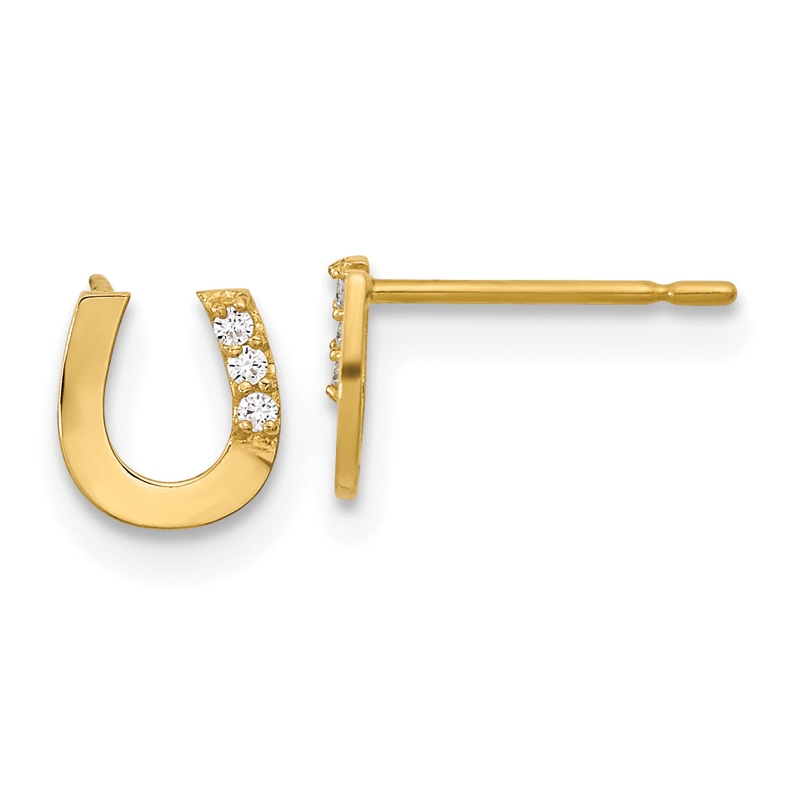 14k Madi K CZ Children's Horseshoe Post Earrings Main image