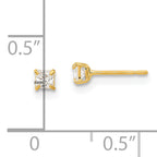 14k Madi K 2.5mm Square CZ Basket Set Stud Earrings