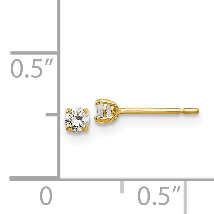14k Madi K 2.5mm Round CZ Basket Set Stud Earrings