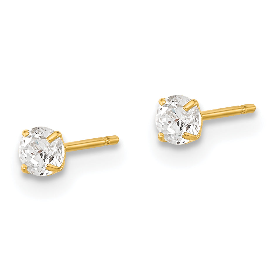 14k Madi K 3mm Round CZ Basket Set Stud Earrings Secondary image