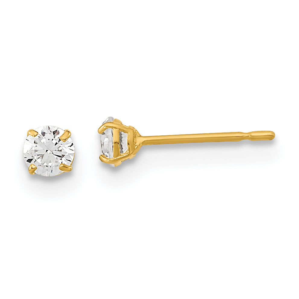 14k Madi K 3mm Round CZ Basket Set Stud Earrings Main image