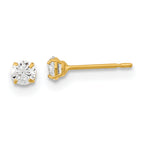 14k Madi K 3mm Round CZ Basket Set Stud Earrings