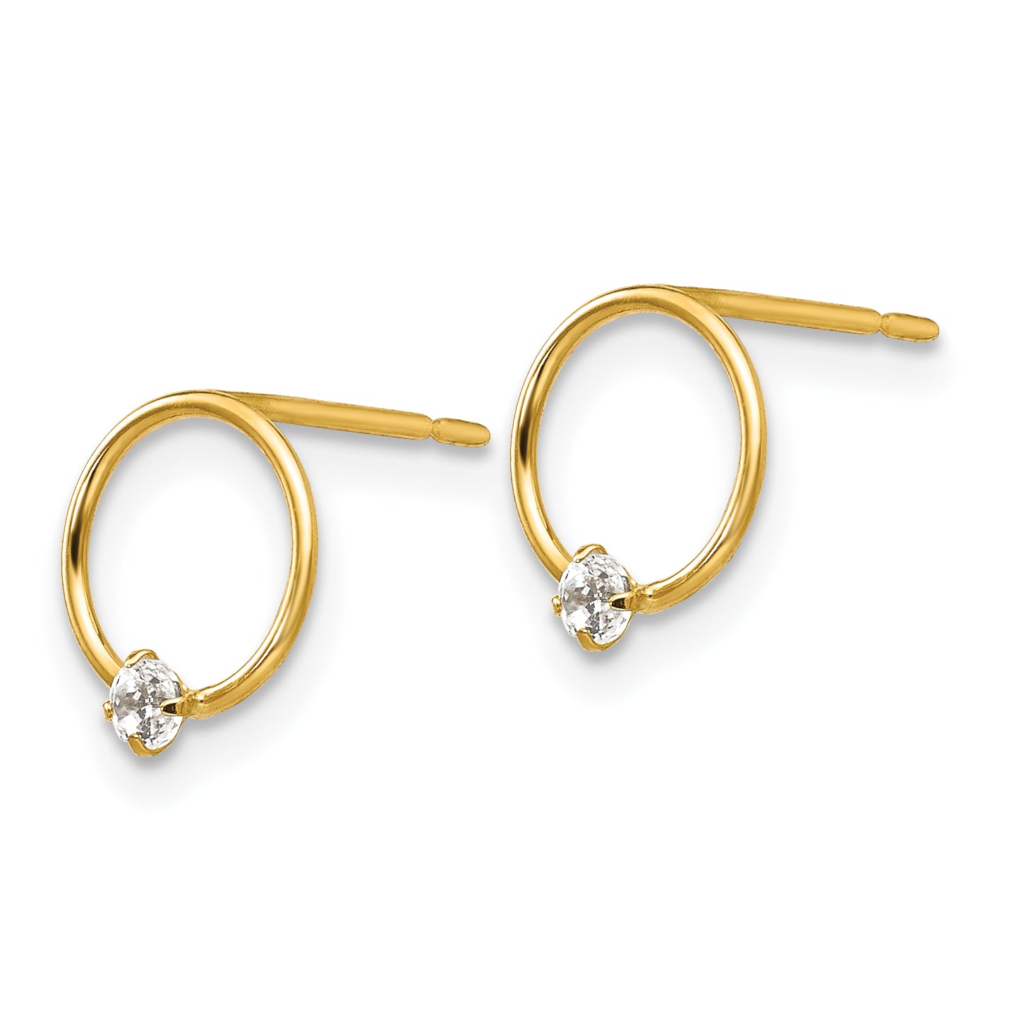 14k Madi K CZ Children's Circle Post Earrings Secondary image