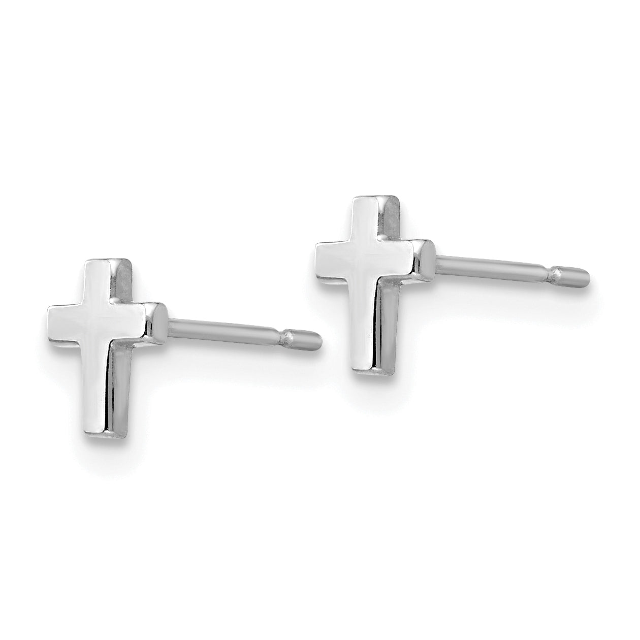 14k White Gold Madi K Children's Cross Post Earrings Secondary image
