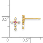 14k Madi K CZ Children's Cross Post Earrings