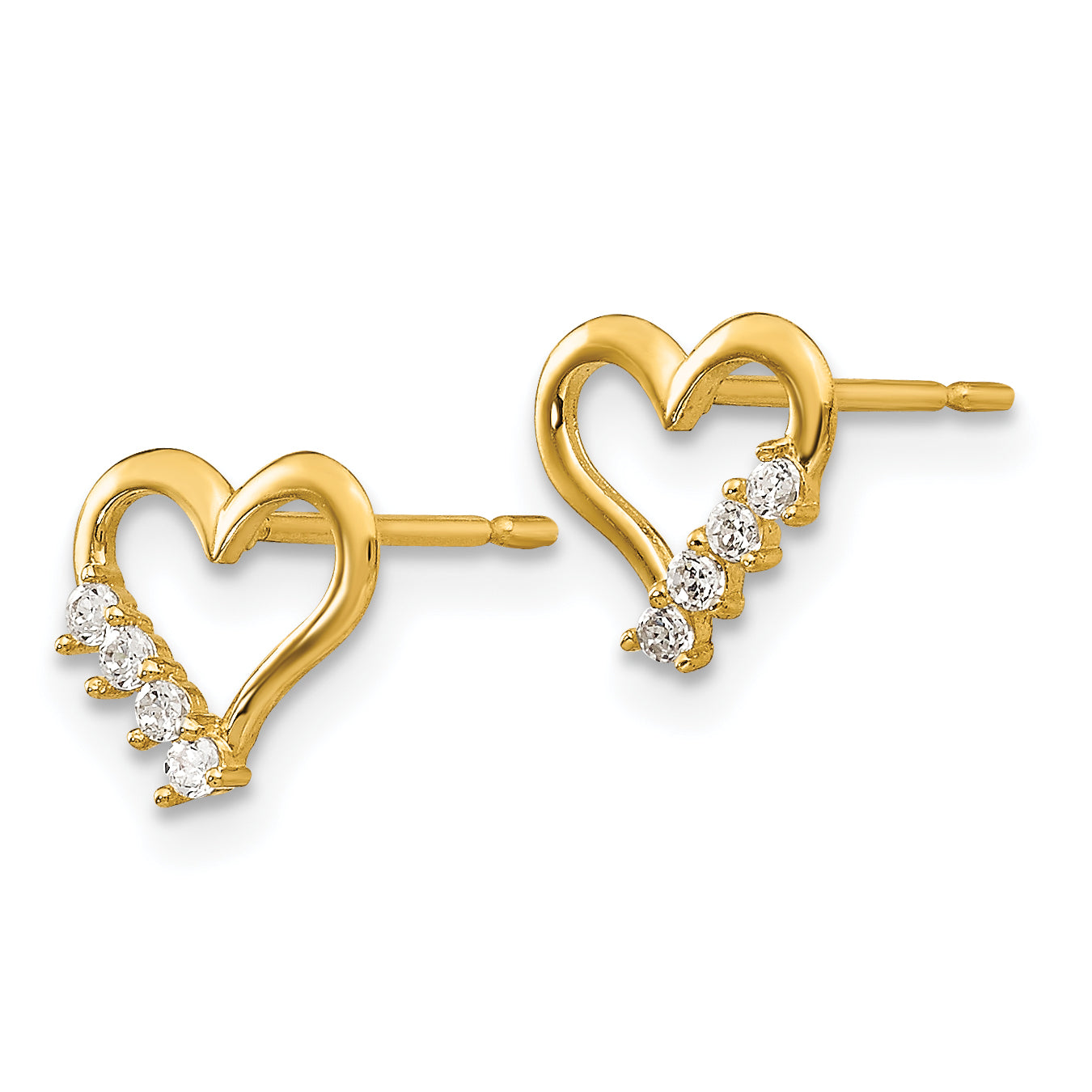 14k Madi K CZ Children's Heart Post Earrings Secondary image
